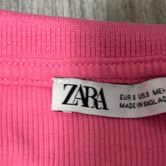 Women's Zara Cropped Hot Pink Ribbed Polo Shirt - SMALL - Picture 5 of 10